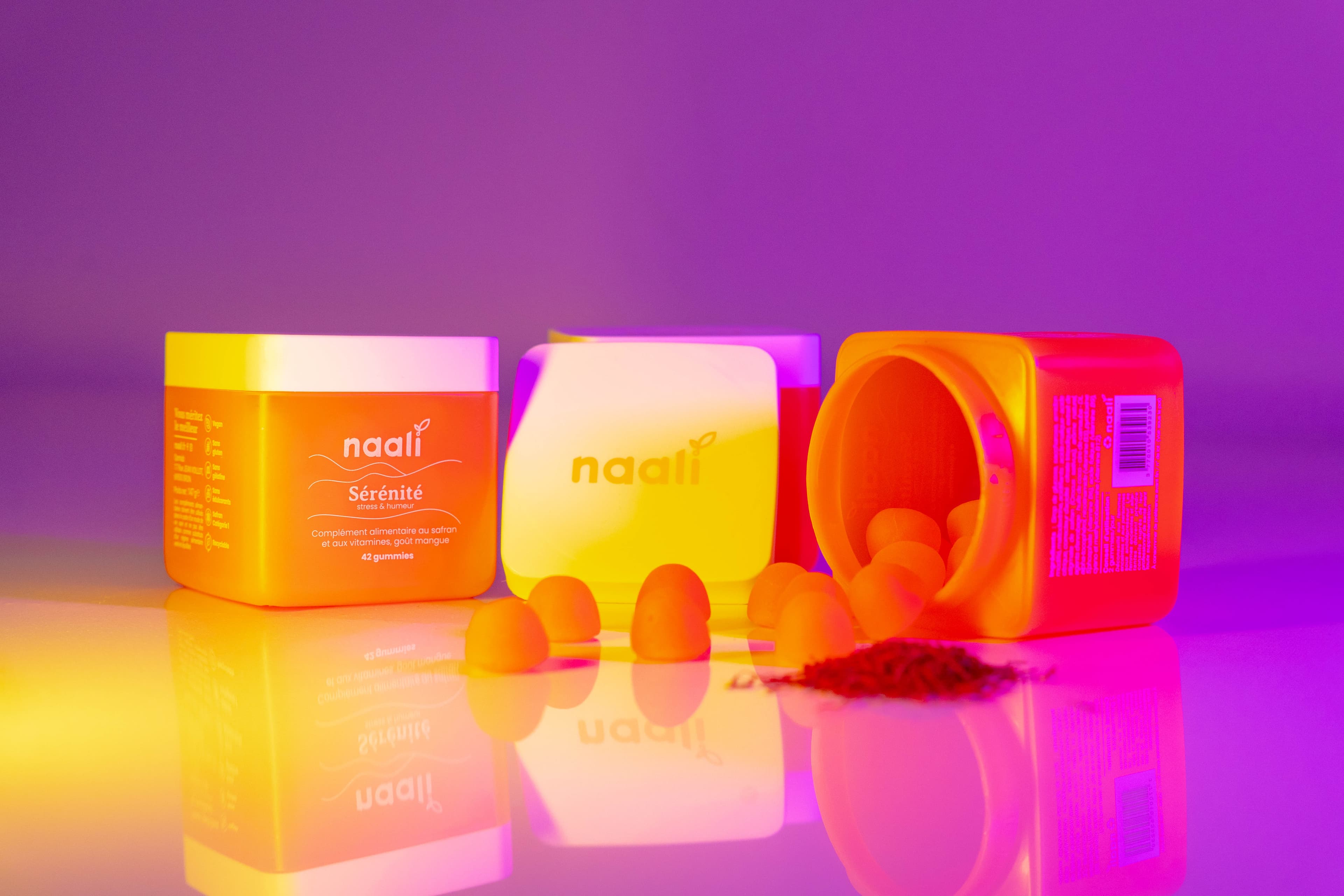 Photographie produit et packshot studio des gummies Naali à Lyon